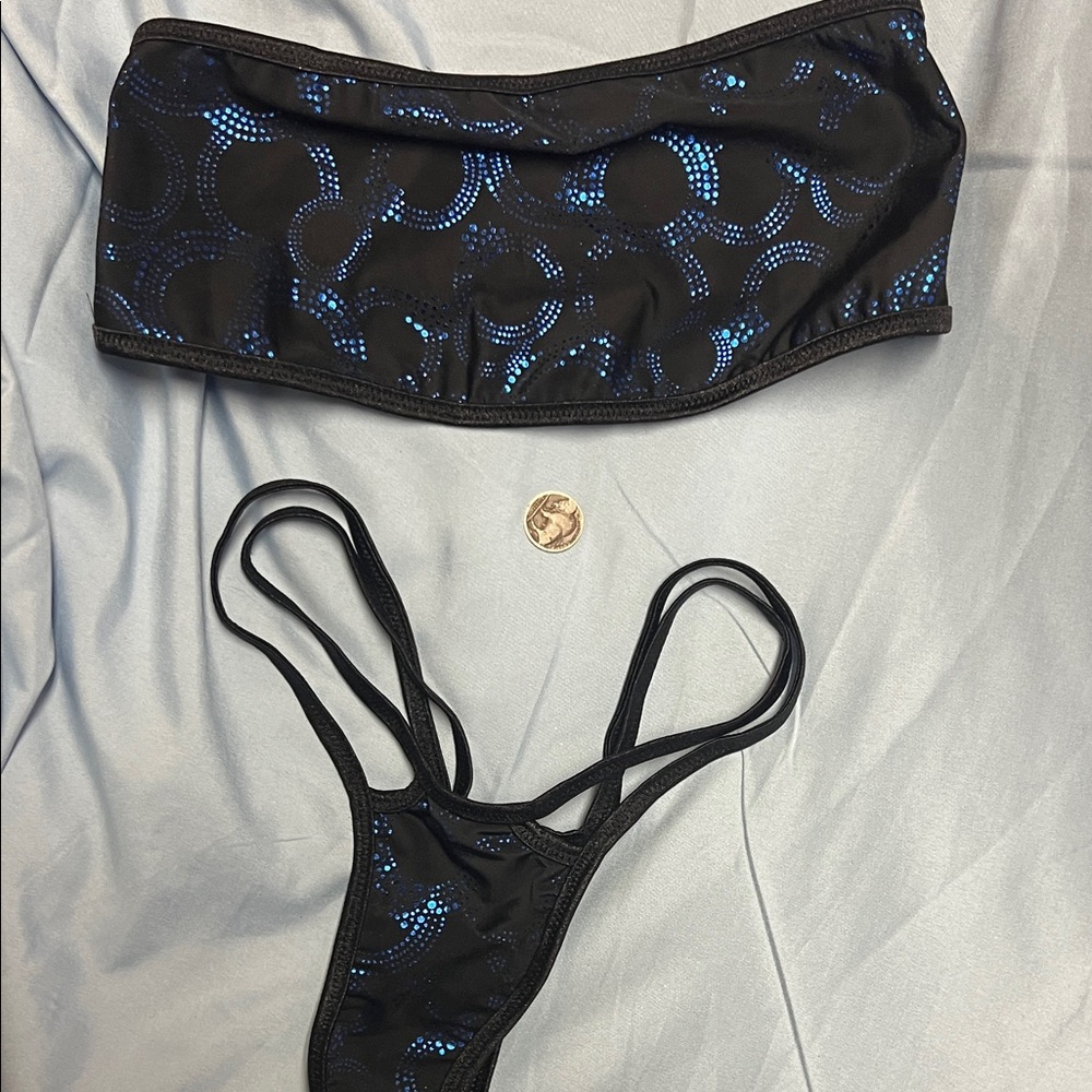 Black and Blue Patterned Bikini Set